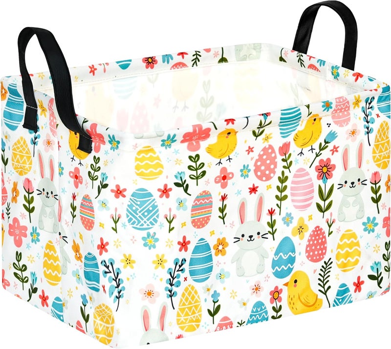 KUNRO Easter Basket Gift Storage Basket Rectangle Storage Organizer for Nursery Hamper Home Bedroom Laundry Hamper Shelf Baskets. - Image 1